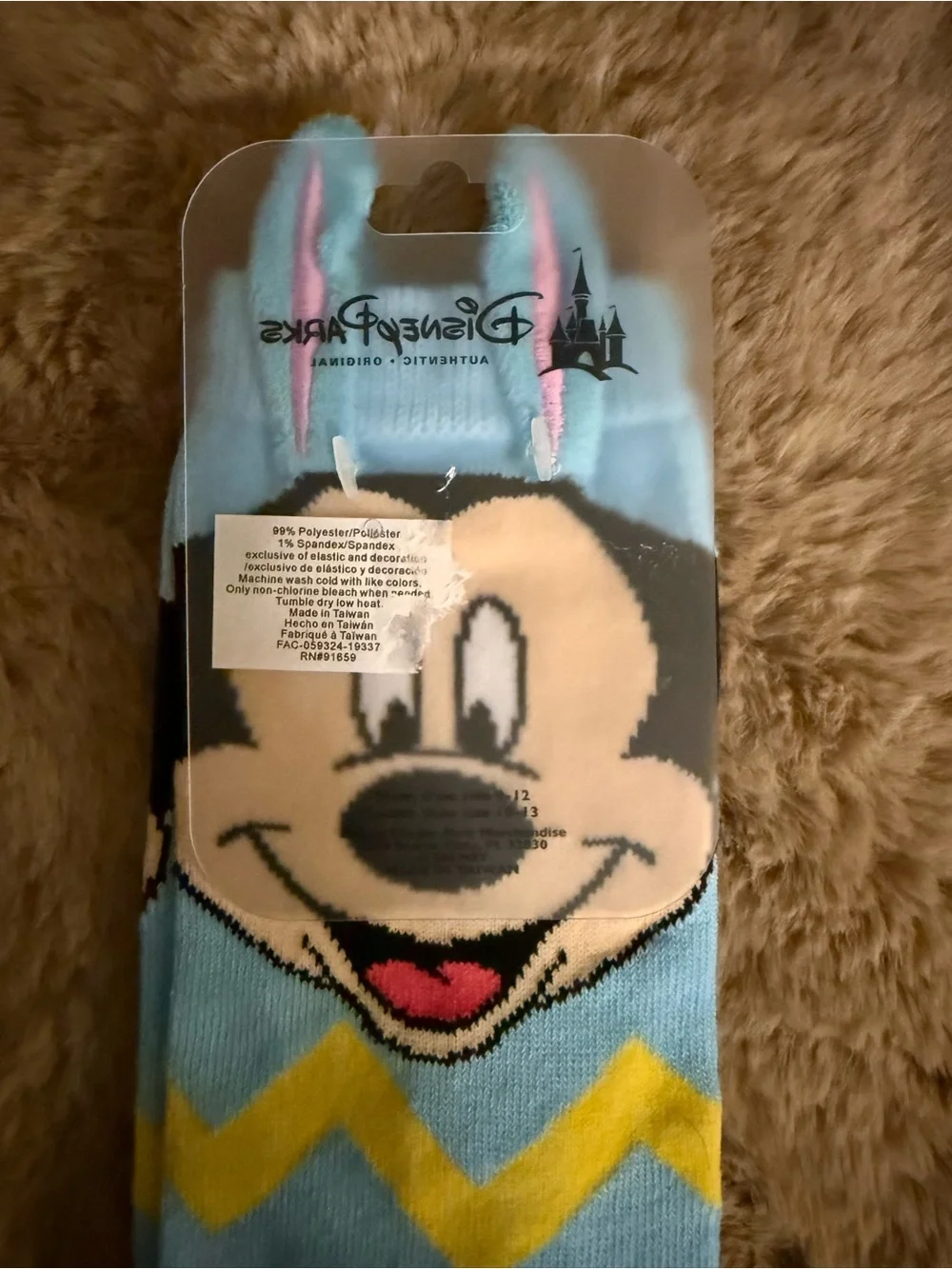 Disney Parks Mickey Mouse Easter Bunny Crew Socks with 3D Bunny Ears | Adult